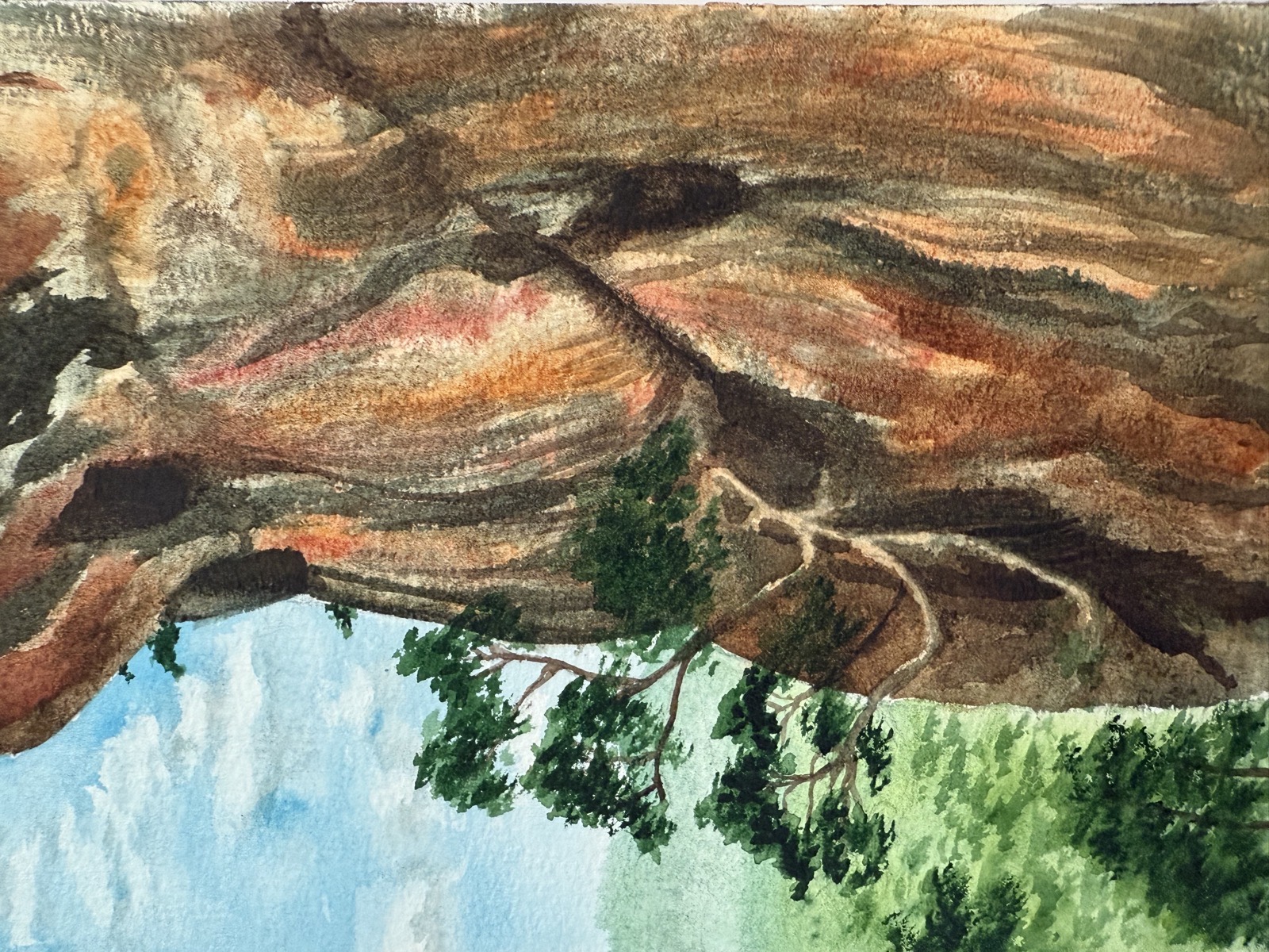 Sri Lankan Rock, watercolor painting